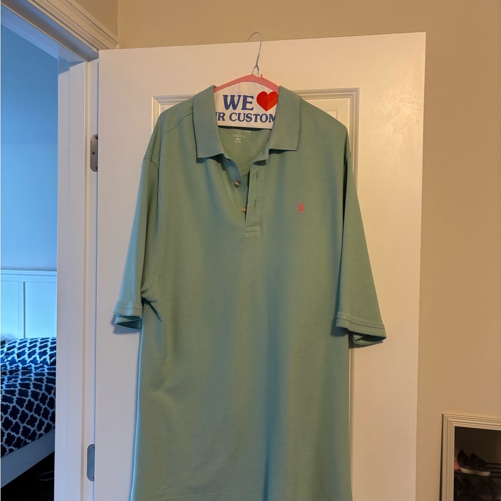 Izod Mint Green Polo with Pink Trim - Picture 3 of 3